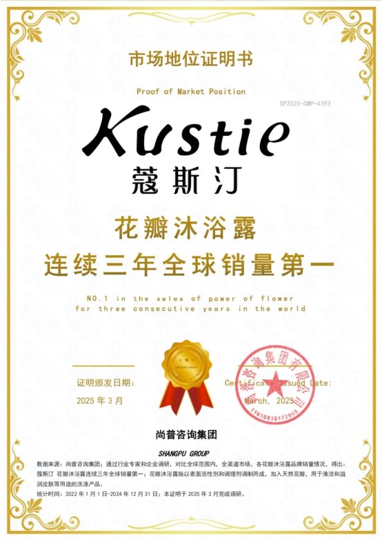 汀花瓣沐浴露连续三年全球销量第一AG真人百家乐市场地位证明：蔻斯(图4)